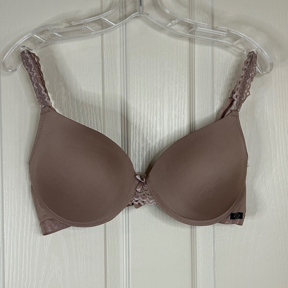 Nanette Lepore Bra‎ 38C Lace Trim Underwire Padded Taupe